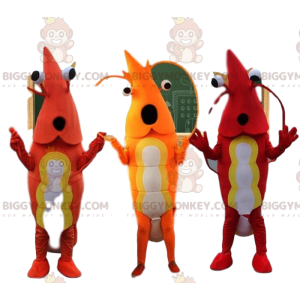 3 BIGGYMONKEY™s shrimp mascot, crustacean costumes –